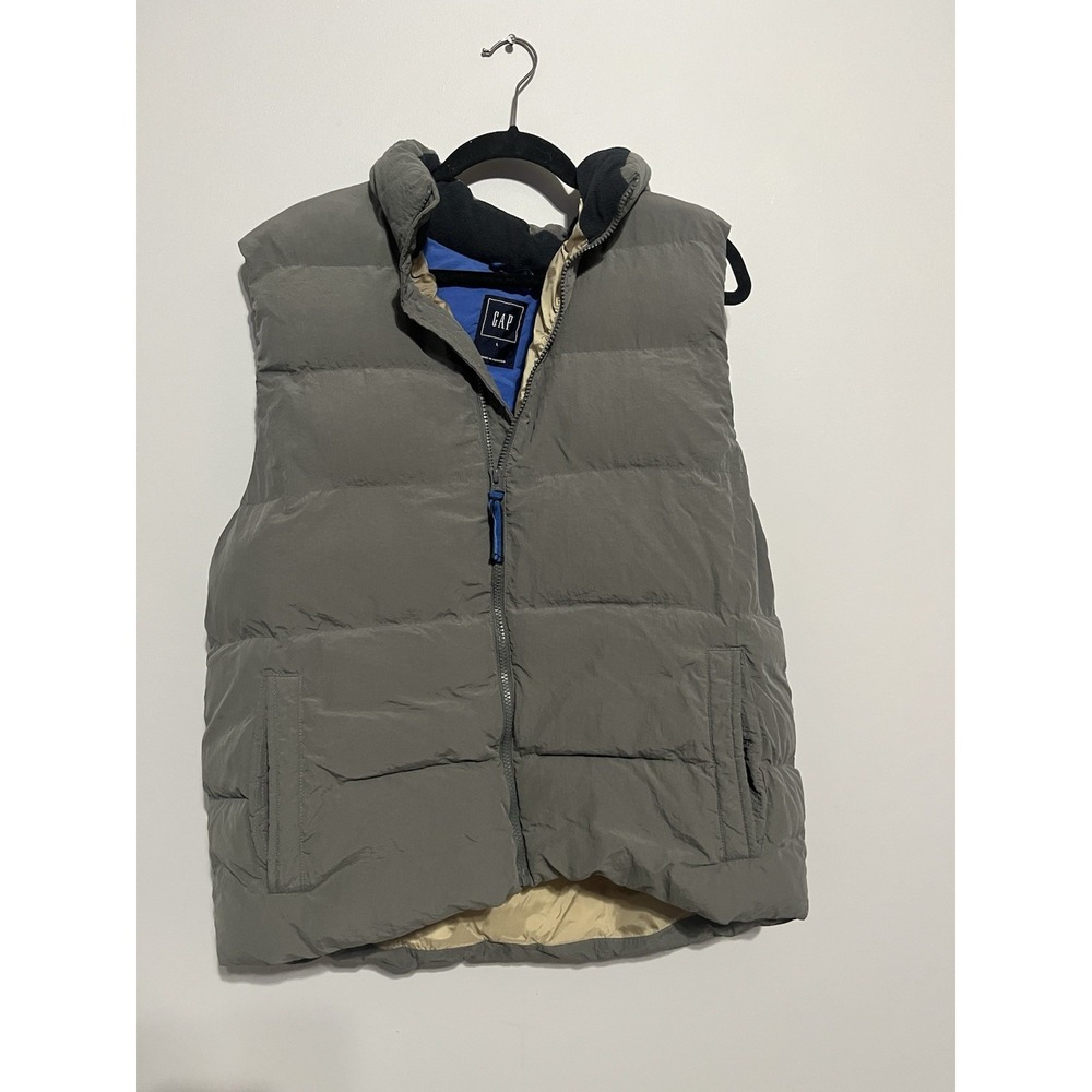 Gap Men's Gray Full Zip Puffer Vest - Size Large